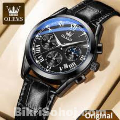 Artificial Leather Chronograph Wrist Watch For Men